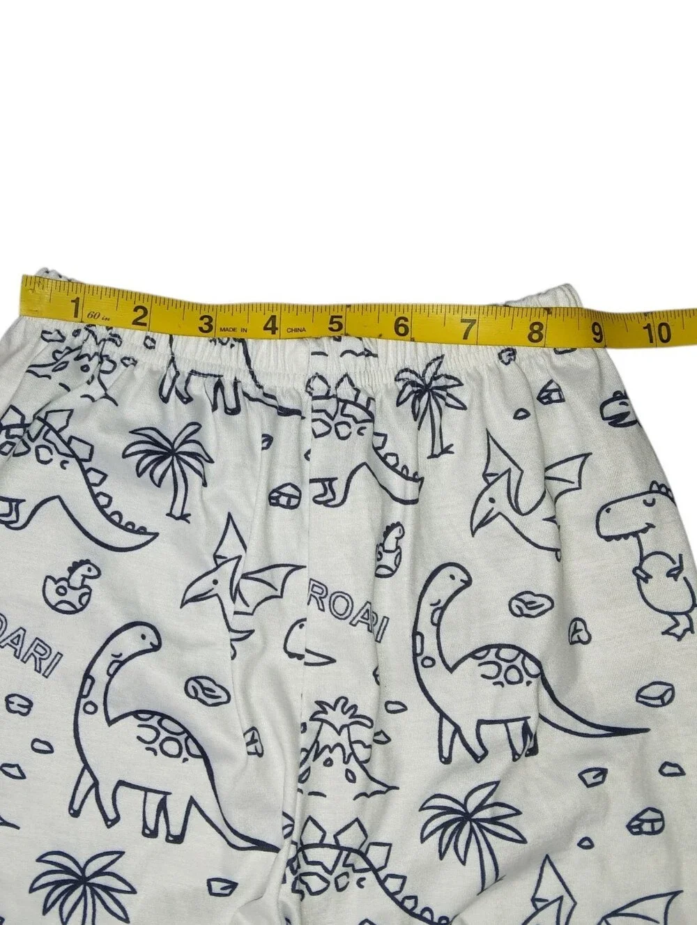 Kids White & Navy Dinosaur Pajama Pants